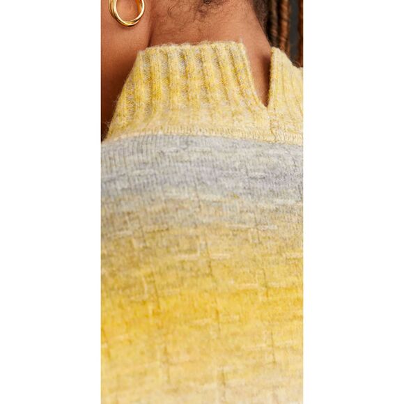 Anthropologie Pilcro Cropped Mock-Neck Sweater Yellow Grey Size S - Picture 6 of 6